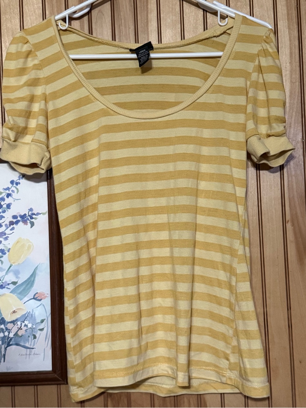 Women’s Yellow Striped Scoop Neck Top